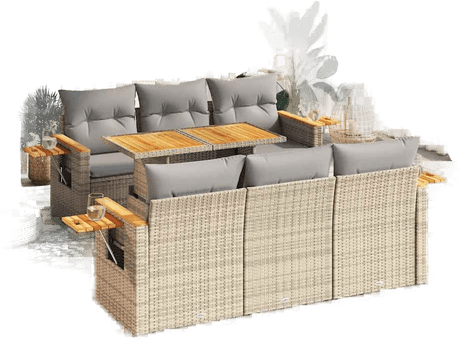 Vidaxl Hagesofa 7 deler beige