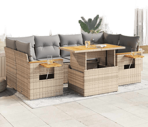 Vidaxl Hagesofa 7 deler beige