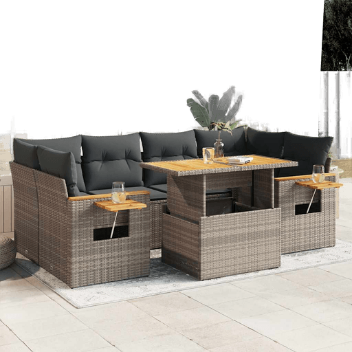 Vidaxl Hagesofa 7 deler grå polyrotting