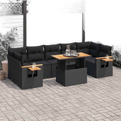 Vidaxl Hagesofa 8 deler svart