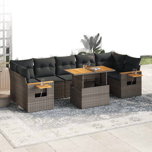 Vidaxl Hagesofa 8 deler grå