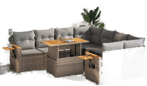 Vidaxl Hagesofa 9 deler beige