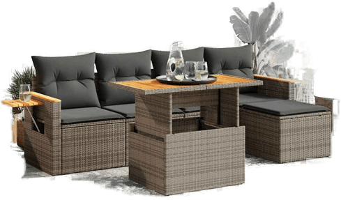 Vidaxl Hagesofa 6 deler grå polyrotting