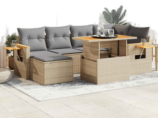 Vidaxl Hagesofa 7 deler beige