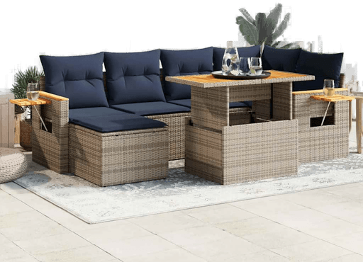 Vidaxl Hagesofa 7 deler svart