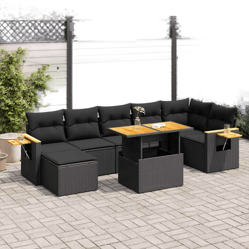 Vidaxl Hagesofa 8 deler svart
