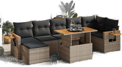 Vidaxl Hagesofa 8 deler grå polyrotting