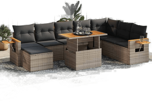 Vidaxl Hagesofa 9 deler grå polyrotting