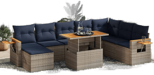 Vidaxl Hagesofa 10 deler grå polyrotting