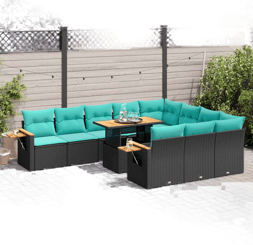 Vidaxl Hagesofa 11 deler svart