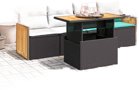 Vidaxl Hagesofa 5 deler svart polyrotting