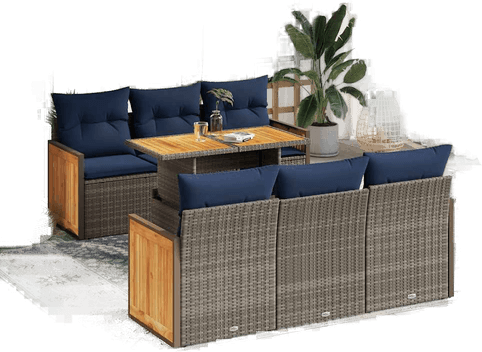 Vidaxl Hagesofa 7 deler grå polyrotting