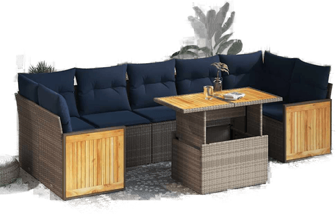 Vidaxl Hagesofa 8 deler grå