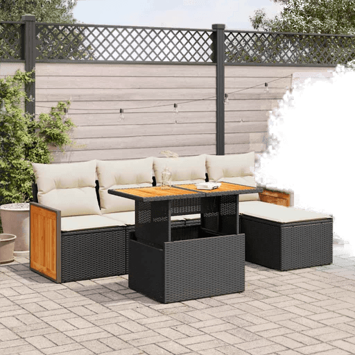 Vidaxl Hagesofa 6 deler svart