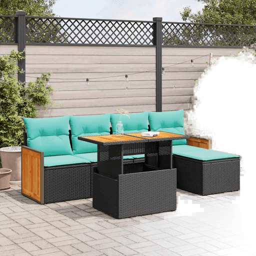 Vidaxl Hagesofa 6 deler svart