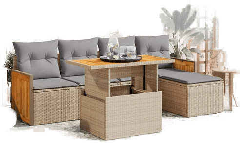 Vidaxl Hagesofa 6 deler beige