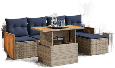 Vidaxl Hagesofa 6 deler grå