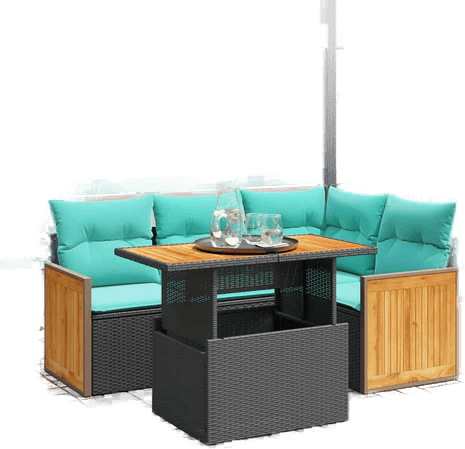 Vidaxl Hagesofa 5 deler svart