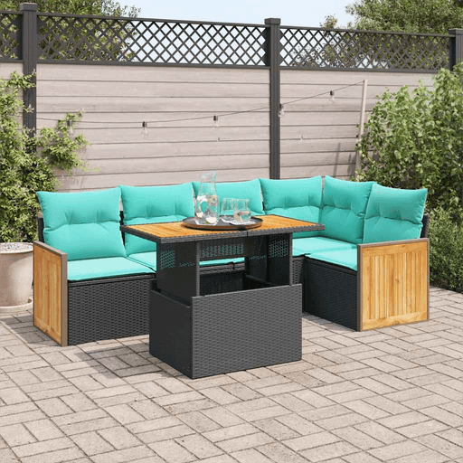 Vidaxl Hagesofa 6 deler svart