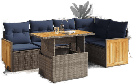 Vidaxl Hagesofa 6 deler grå polyrotting