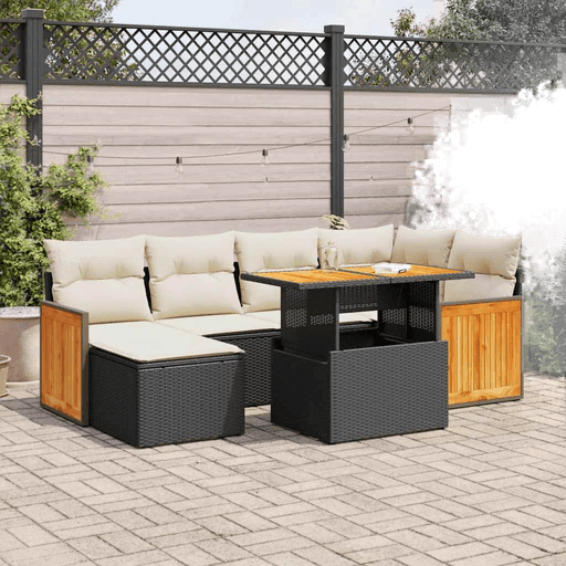 Vidaxl Hagesofa 7 deler svart