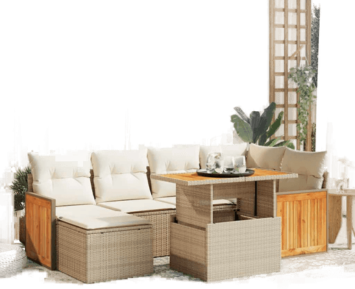 Vidaxl Hagesofa 7 deler beige