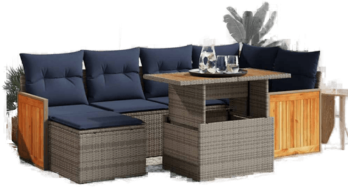 Vidaxl Hagesofa 7 deler svart