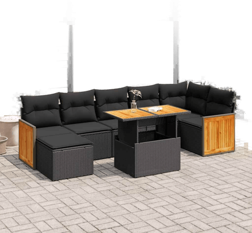 Vidaxl Hagesofa 8 deler svart