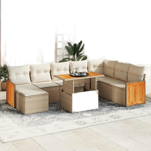 Vidaxl Hagesofa 9 deler beige