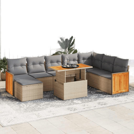 Vidaxl Hagesofa 9 deler beige