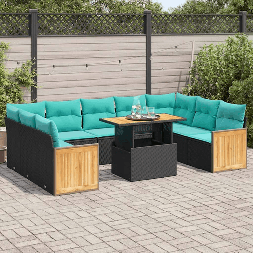 Vidaxl Hagesofa 10 deler svart