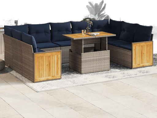 Vidaxl Hagesofa 10 deler grå polyrotting