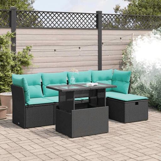 Vidaxl Hagesofa 6 deler svart