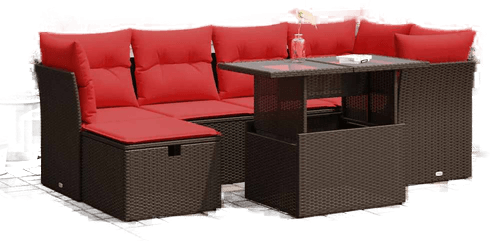 Vidaxl Hagesofa 7 deler brun