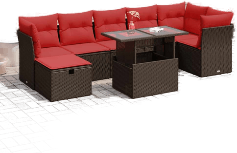 Vidaxl Hagesofa 8 deler brun