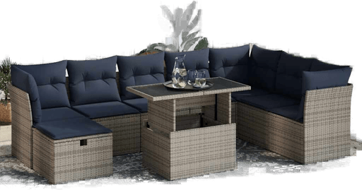 Vidaxl Hagesofa 9 deler grå polyrotting