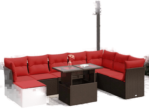 Vidaxl Hagesofa 9 deler brun