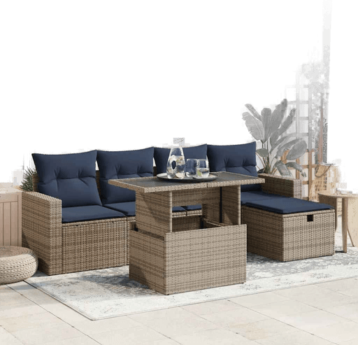 Vidaxl Hagesofa 6 deler grå