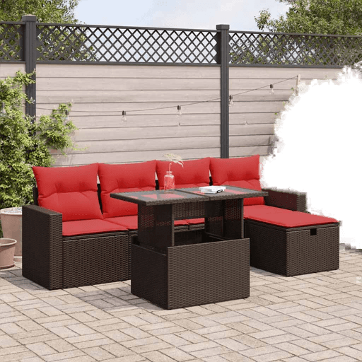 Vidaxl Hagesofa 6 deler brun