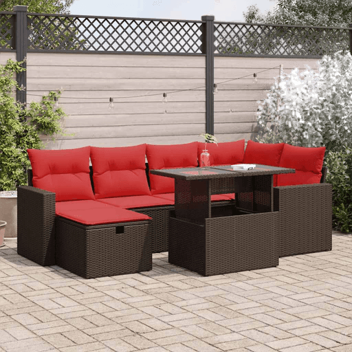 Vidaxl Hagesofa 7 deler brun