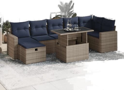 Vidaxl Hagesofa 8 deler grå polyrotting