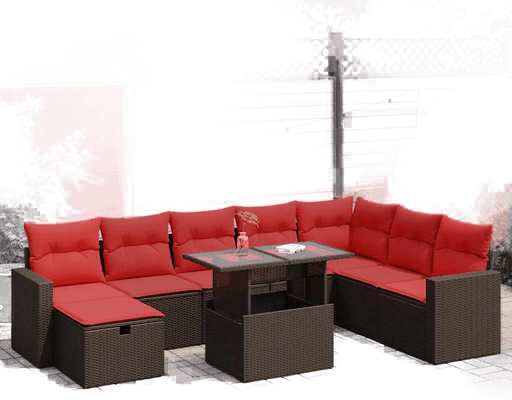 Vidaxl Hagesofa 9 deler brun