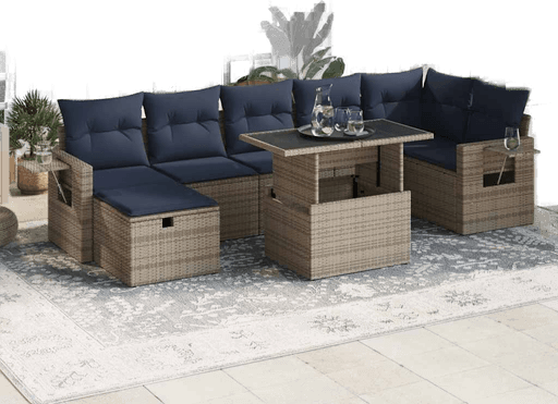 Vidaxl Hagesofa 8 deler grå