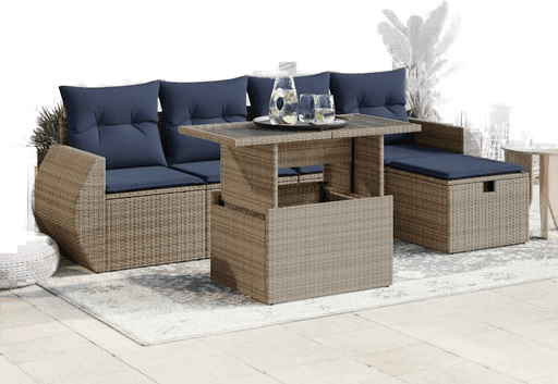 Vidaxl Hagesofa 6 deler grå