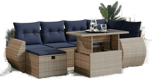 Vidaxl Hagesofa 7 deler grå polyrotting