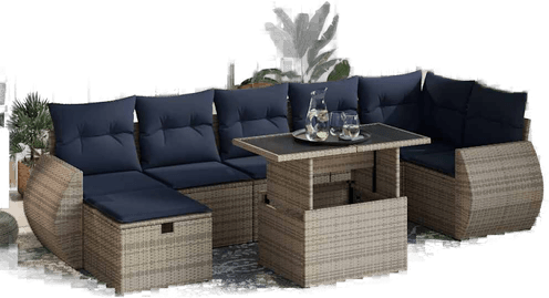 Vidaxl Hagesofa 8 deler grå polyrotting