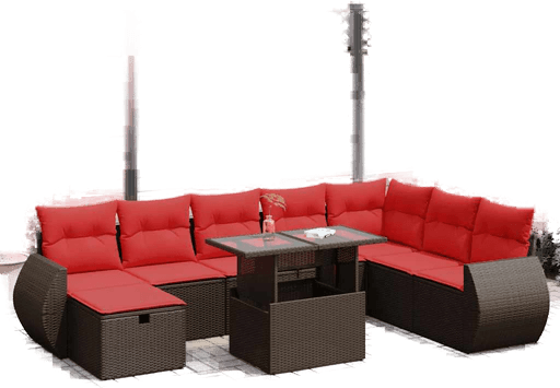 Vidaxl Hagesofa 9 deler svart