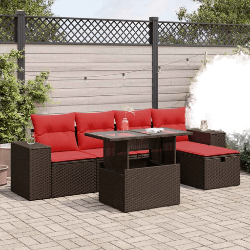 Vidaxl Hagesofa 6 deler brun