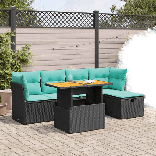 Vidaxl Hagesofa 6 deler svart