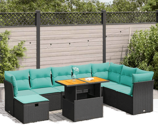 Vidaxl Hagesofa 9 deler grå polyrotting